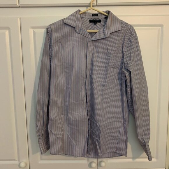 Tommy Hilfiger Mens Pinstripe Button Down Dress Shirt Slim Fit 16 34-35 - Picture 1 of 3